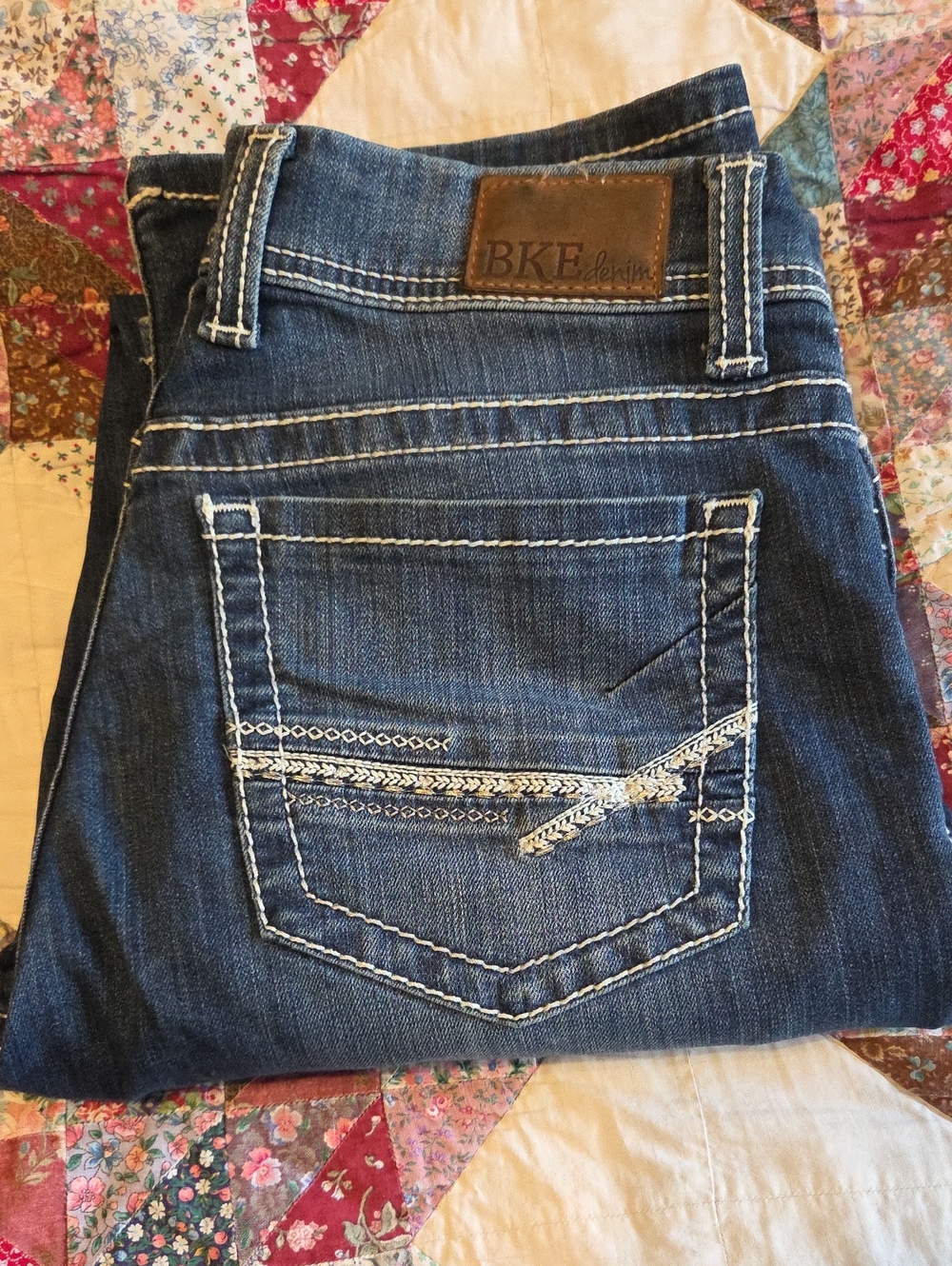 BKE Dark Blue Denim Jeans with White Stitching